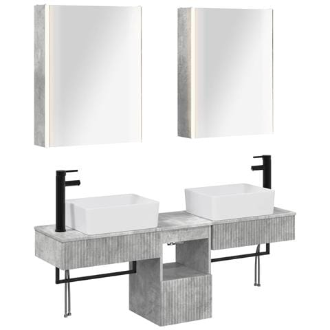 Set di Armadi da Bagno 5 pcs Grigio Cemento 53 x 15,5 x 70 cm - Foto 1