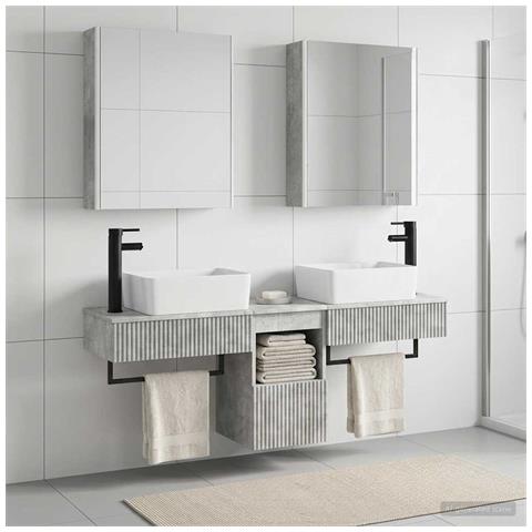 Set di Armadi da Bagno 5 pcs Grigio Cemento 53 x 15,5 x 70 cm - Foto 2