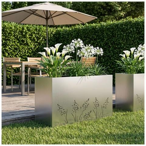 Vaso da giardino Argento 80 x 20 x 49 cm Acciaio Inox - Foto 2