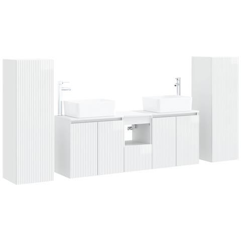 Set di mobili per il bagno 5 pz Bianco Lucido - Foto 1