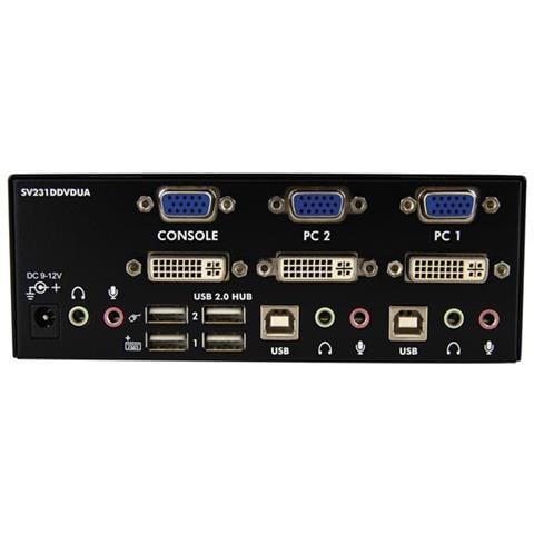 Switch KVM doppio monitor VGA DVI 2 porte USB con audio e hub USB 2.0 - Foto 2