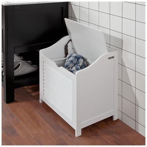 Cesto Portabiancheria Con Sacco Per Biancheria, Panca Contenitore, Bianco, Fsr40-w, it - Foto 1