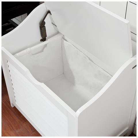 Cesto Portabiancheria Con Sacco Per Biancheria, Panca Contenitore, Bianco, Fsr40-w, it - Foto 5
