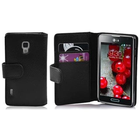 Custodia Compatibile Con Lg Optimus L7 Ii In Nero Ossido - Coperchio Protettivo In Ecopelle Testurizzata E Tasca Per Carte Di Credito - Foto 1