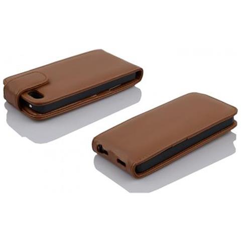 Custodia Compatibile Con Apple Iphone 5c In Marrone Castagno - Coperchio Protettivo In Design Flip Realizzato In Finta Pelle Liscia - Foto 5
