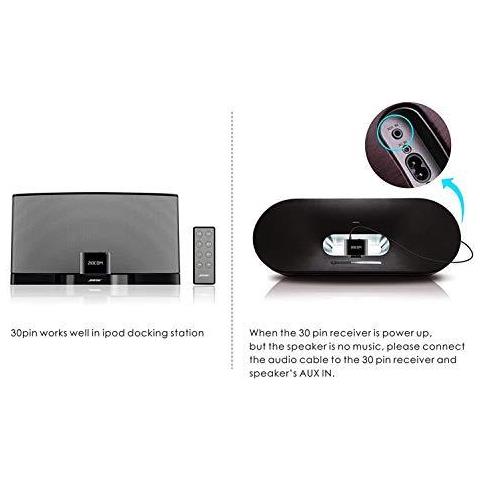 Aggiornato 30 Pin Receiver Bluetooth Adapter Per Iphone Ipod Bose Sounddock E Altri 30 Pin Altoparlanti Dock Con 3.5mm Aux Cavo (non Per Lautomobile) Nero - Foto 2