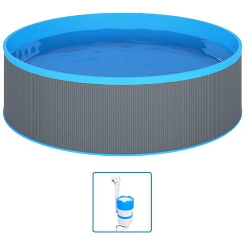 Piscina Fuori Terra con Skimmer e Pompa Sospesi 350x90cm Grigia - Foto 1