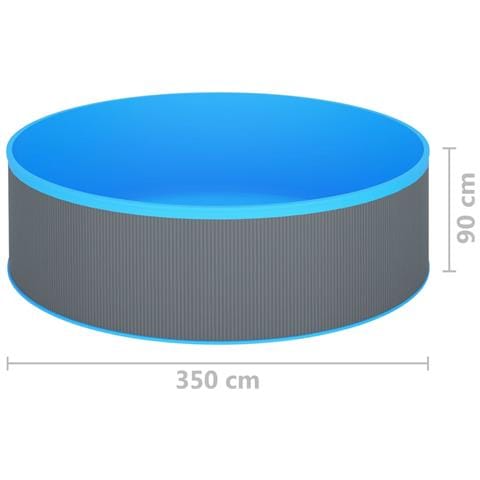 Piscina Fuori Terra con Skimmer e Pompa Sospesi 350x90cm Grigia - Foto 9