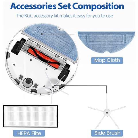 Kit Di Accessori Per Xiaomi Roborock S7 / T7 Series 14 Parti, 4 Panni Per Scopa, 4 Filtri Hepa, 6 Spazzole Per Bordi - Foto 14