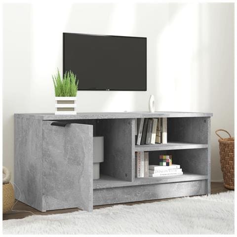 Mobile Porta Tv Grigio Cemento 80x35x36,5 Cm Legno Multistrato - Foto 8