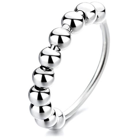 Anello Antistress Con 10 Perle Girevoli Rame Platino  18.5 Mm - Foto 1