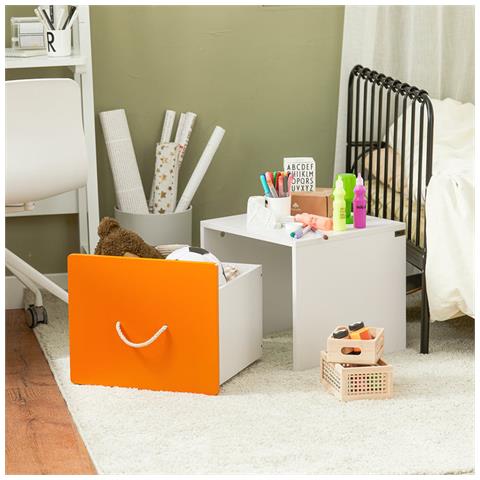 Scatola Porta Giochi Bambini Contenitore Giocattolo Per Bambini Ceste Portaoggetti Bianco E Arancione 40x40x35cm Kmb74-w Sobuy - Foto 5