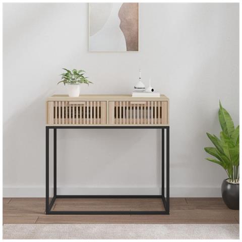 Tavolino Consolle 80x30x75 Cm Legno Multistrato E Ferro - Foto 6