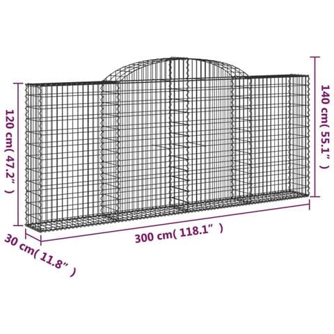 Cesto Gabbione Ad Arco 300x30x120/140 Cm Ferro Zincato - Foto 4