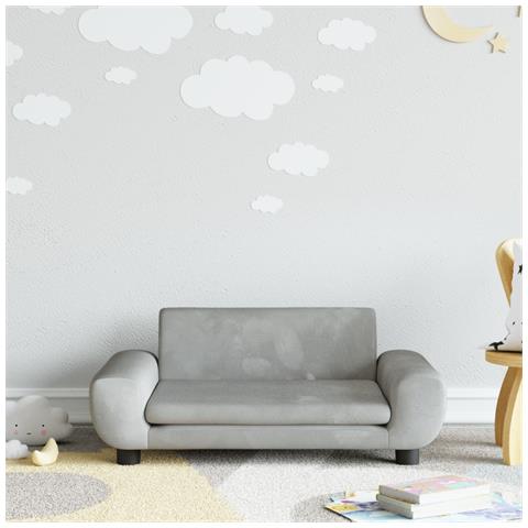 Divano Per Bambini Grigio Chiaro 70x45x33 Cm In Velluto - Foto 1