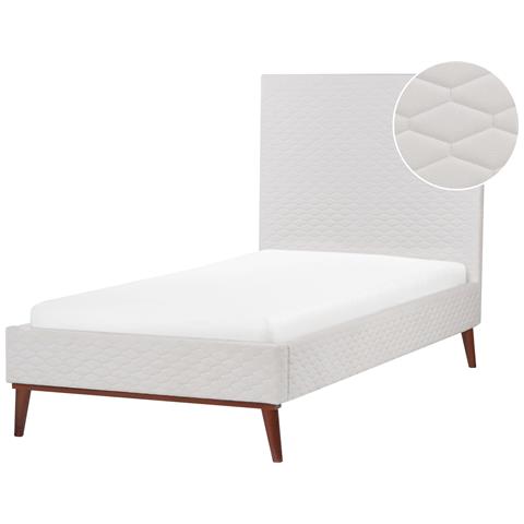 Letto Matrimoniale Velluto Bianco Sporco 90 X 200 Cm Bayonne - Foto 8