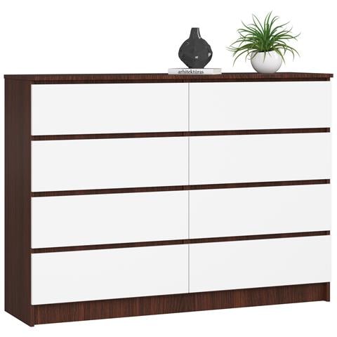 Cassettiera K140, 8 cassetti, 138x40x99 cm, Weng? e Bianco - Foto 1