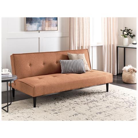 Divano Letto 3 Posti Visby Tessuto Marrone Dorato - Foto 1