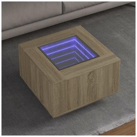 Tavolino Salotto Con Led Rovere Sonoma 60x60x40 Cm Multistrato - Foto 1