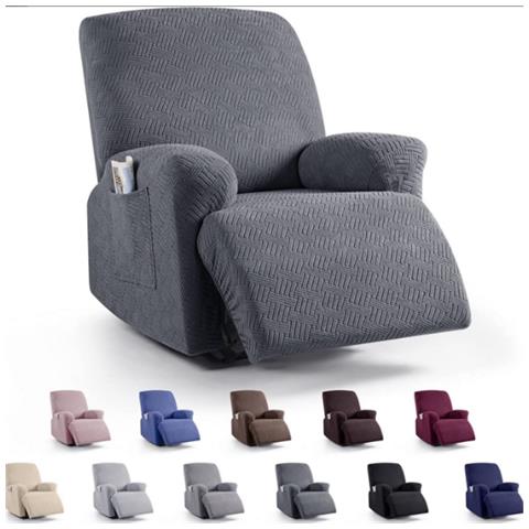 Fodera Per Divano Reclinabile Elasticizzata, Morbida Fodera Per Divano Monoposto In Poliestere Darkgrey - Foto 2