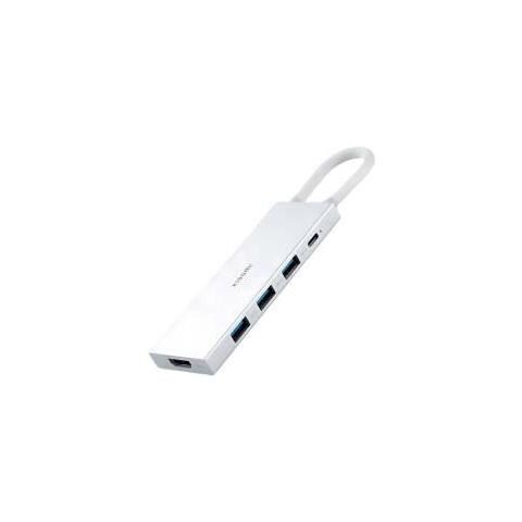 Hub Usb 5 in 1 Usb 3.0 Type C HDMI 4K 5 porte Argento - Foto 1