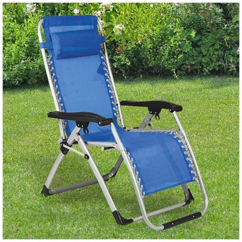 Sedia Giardino Poltrona Relax Pieghevole Big Gravita Zero Metallo Tessuto Blu - Foto 1