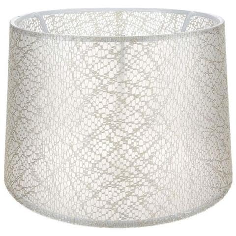 Paralume Deco Asz1182 Tessuto Crema Motivo Ricamo - Foto 1