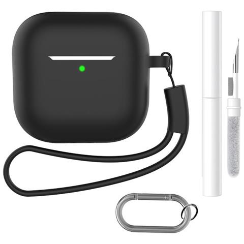 Custodia Per Airpods Con Portachiavi E Accessori Black  Airpods 4 Piatto - Foto 2