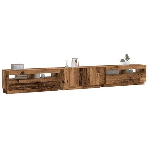 Mobile Porta TV con LED Legno Antico 300x35x40 cm Truciolato - Foto 10