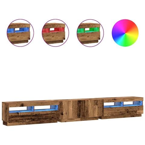 Mobile Porta TV con LED Legno Antico 300x35x40 cm Truciolato - Foto 1