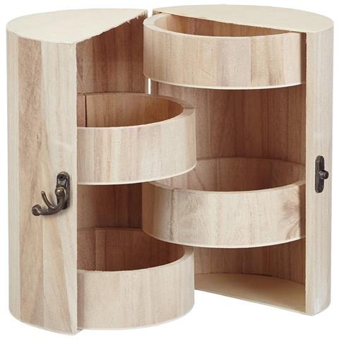 Colonna In Legno Grezzo Fsc Porta Gioielli Milano - Ø15cm H. 21cm - 4 Ripiani - Foto 1