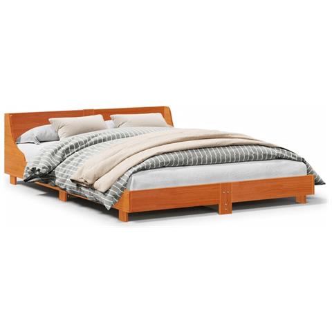 Letto Senza Materasso Marrone Cera 120x200 Cm In Legno Di Pino - Foto 2