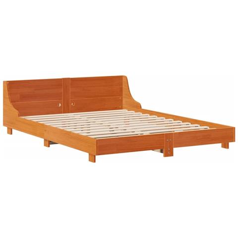 Letto Senza Materasso Marrone Cera 120x200 Cm In Legno Di Pino - Foto 3