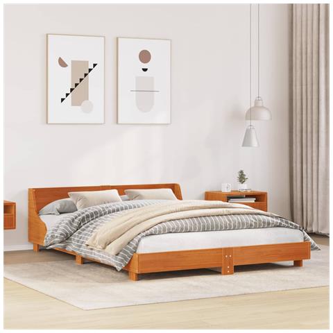 Letto Senza Materasso Marrone Cera 120x200 Cm In Legno Di Pino - Foto 1