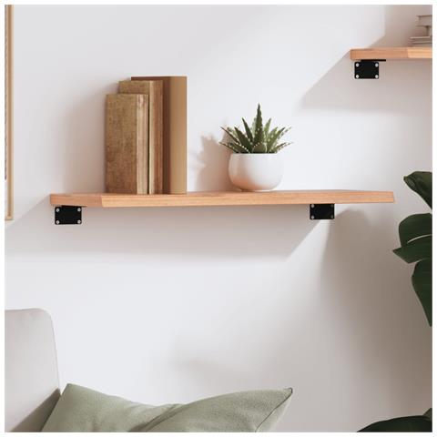 Ripiano Muro Marrone Chiaro 60x20x2 Cm Massello Rovere Trattato - Foto 3