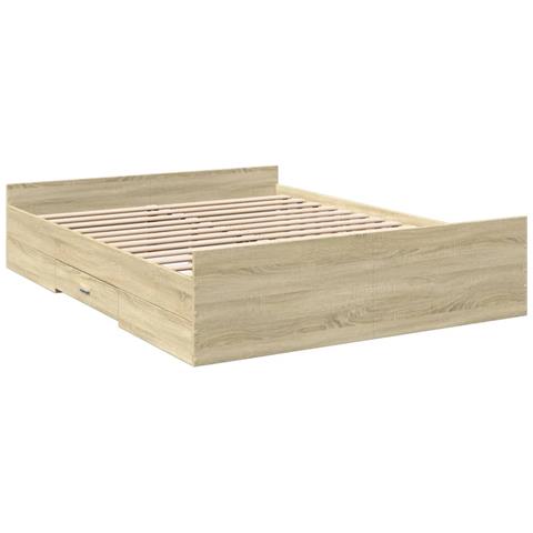 Giroletto Cassetti Rovere Sonoma 160x200 Cm Legno Multistrato - Foto 3