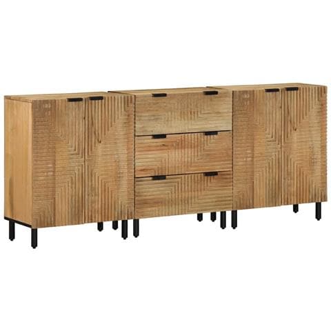 Credenze 3 Pz Marrone 60x33x75 Cm In Legno Massello Di Mango - Foto 1