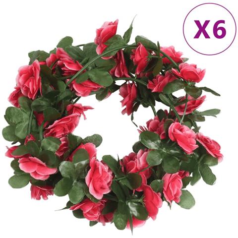Ghirlande Fiori Artificiali Natale 6 Pz Rosa Rossa 250 Cm - Foto 1