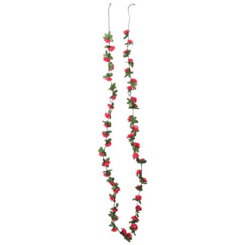 Ghirlande Fiori Artificiali Natale 6 Pz Rosa Rossa 250 Cm - Foto 3