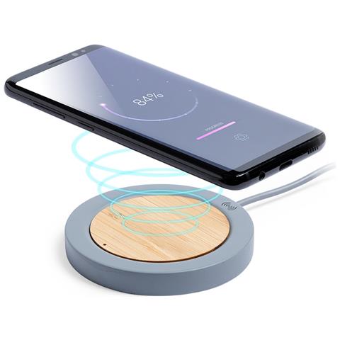 Caricabatterie Wireless Qi Feskon In Cemento E Bambù. - Foto 2