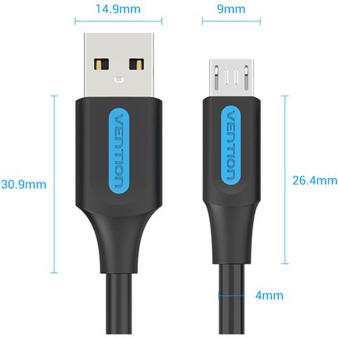 COLBI cavo USB USB 2.0 3 m USB A Micro-USB B Nero, Argento - Foto 3