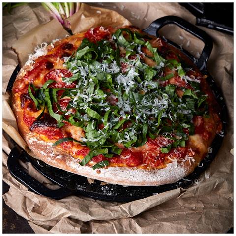 Victoria 31800 Piastra Per Grigliare Ghisa A Induzione Per Pizza, Padella 25cm Per Fuoco, Forno  Nero - Foto 2