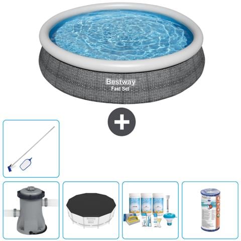 Piscina Fuori Terra - In Giro - 366x76 Cm - Grigio - Include Accessori Coordinati Cb15 - Foto 1