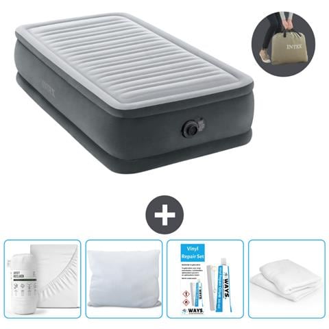 Set Materassino Gonfiabile - 191x99x46 Cm - Lichtgrijs - Include Accessori Coordinati - Foto 1