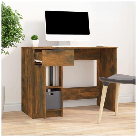 Lusso Casadino -  Scrivania Rovere Fumo 100x50x75 Cm In Legno Multistrato - Foto 2