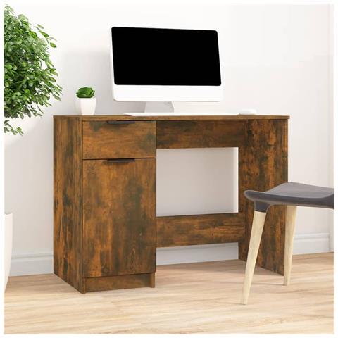 Lusso Casadino -  Scrivania Rovere Fumo 100x50x75 Cm In Legno Multistrato - Foto 8