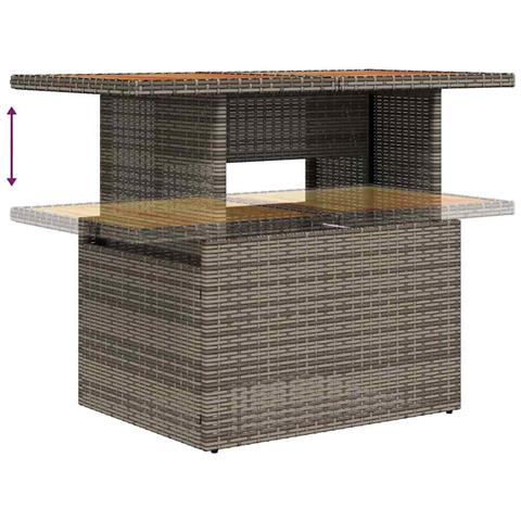 Set da Pranzo da Giardino da 5 Pezzi con Cuscini Grigio Poly Rattan Acacia - Foto 9