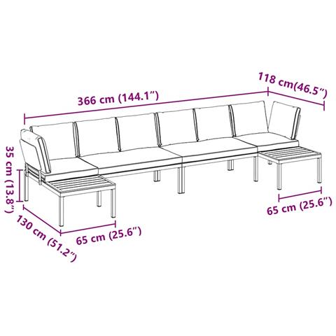 Set Divani da Giardino 4 pz con Cuscini in Alluminio Nero - Foto 8
