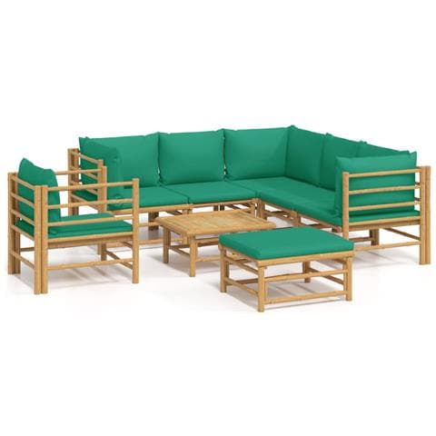 Set Salotto da Giardino 8pz con Cuscini Verdi Bambù - Foto 1
