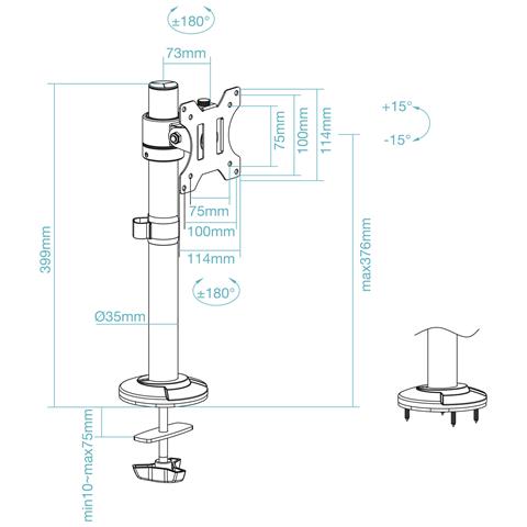 DB1131TN-B Supporti a parete per TV 81,3 cm (32") Scrivania Nero - Foto 9